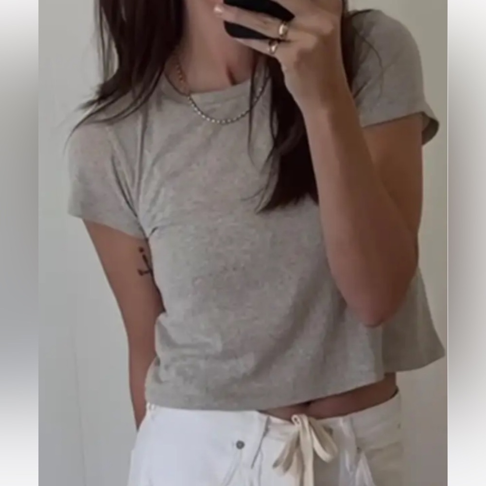 LOU TEE(Regen Silk Noil Jersey) speckled Heather Grey-size XS RV:$138 - Picture 15 of 16